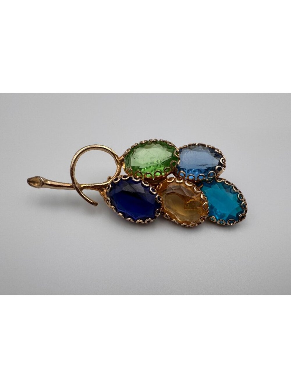Vintage Rhinestone Fruit Berry Brooch Multicolor Glass Gold Tone Unsigned